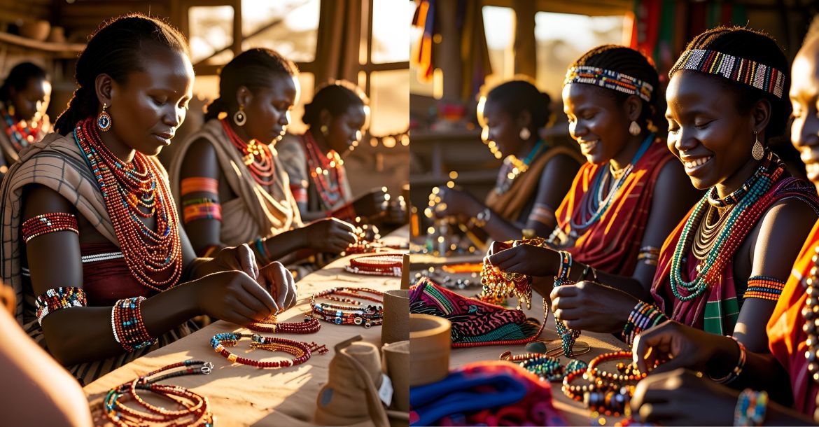 Maasai women artisans creating beaded products